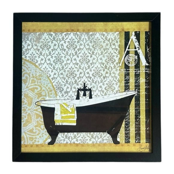 Elizabeth Medley Framed Art Olive Gold Bathtub Artsy Eclectic Ornate Square - Picture 1 of 3